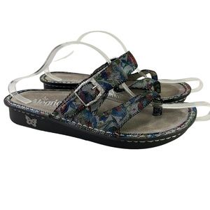 Alegria by Pg Lite Women's Val-376 Floral Colorful Genuine Leather Sandals sz 41